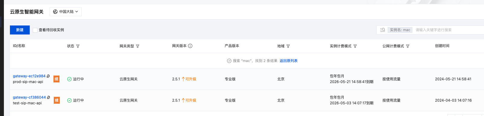 网关资源信息
